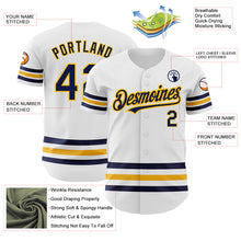 Load image into Gallery viewer, Custom White Navy-Gold Line Authentic Baseball Jersey
