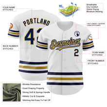 Charger l&#39;image dans la galerie, Custom White Navy-Old Gold Line Authentic Baseball Jersey
