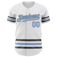 Laden Sie das Bild in den Galerie-Viewer, Custom White Light Blue-Steel Gray Line Authentic Baseball Jersey
