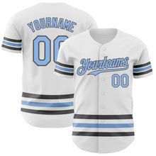 Загрузить изображение в средство просмотра галереи, Custom White Light Blue-Steel Gray Line Authentic Baseball Jersey
