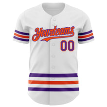 Charger l&#39;image dans la galerie, Custom White Purple-Orange Line Authentic Baseball Jersey
