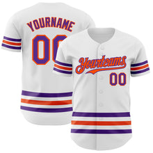 Charger l&#39;image dans la galerie, Custom White Purple-Orange Line Authentic Baseball Jersey
