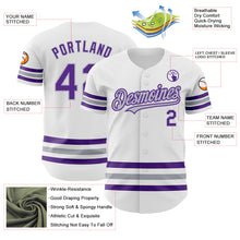 Charger l&#39;image dans la galerie, Custom White Purple-Gray Line Authentic Baseball Jersey
