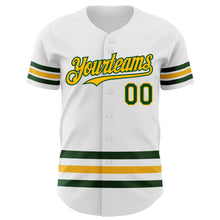 Laden Sie das Bild in den Galerie-Viewer, Custom White Green-Gold Line Authentic Baseball Jersey
