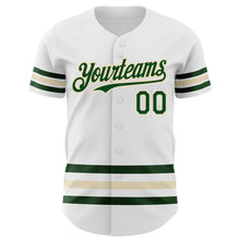 Laden Sie das Bild in den Galerie-Viewer, Custom White Green-Cream Line Authentic Baseball Jersey
