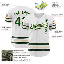 Laden Sie das Bild in den Galerie-Viewer, Custom White Green-Cream Line Authentic Baseball Jersey
