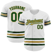 Laden Sie das Bild in den Galerie-Viewer, Custom White Green-Old Gold Line Authentic Baseball Jersey

