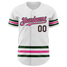 Laden Sie das Bild in den Galerie-Viewer, Custom White Green-Pink Line Authentic Baseball Jersey
