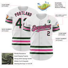 Laden Sie das Bild in den Galerie-Viewer, Custom White Green-Pink Line Authentic Baseball Jersey
