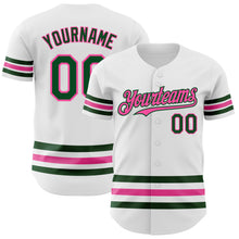 Laden Sie das Bild in den Galerie-Viewer, Custom White Green-Pink Line Authentic Baseball Jersey
