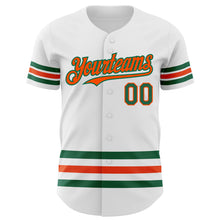 Laden Sie das Bild in den Galerie-Viewer, Custom White Kelly Green-Orange Line Authentic Baseball Jersey
