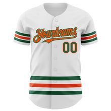 Load image into Gallery viewer, Custom White Kelly Green-Orange Line Authentic Baseball Jersey
