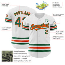 Load image into Gallery viewer, Custom White Kelly Green-Orange Line Authentic Baseball Jersey
