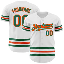 Laden Sie das Bild in den Galerie-Viewer, Custom White Kelly Green-Orange Line Authentic Baseball Jersey
