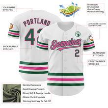 Load image into Gallery viewer, Custom White Kelly Green-Pink Line Authentic Baseball Jersey
