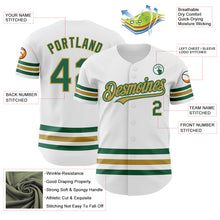 Laden Sie das Bild in den Galerie-Viewer, Custom White Kelly Green-Old Gold Line Authentic Baseball Jersey
