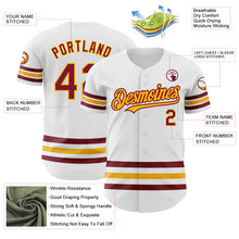 Load image into Gallery viewer, Custom White Crimson-Gold Line Authentic Baseball Jersey
