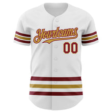 Laden Sie das Bild in den Galerie-Viewer, Custom White Crimson-Old Gold Line Authentic Baseball Jersey
