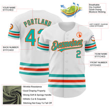 Laden Sie das Bild in den Galerie-Viewer, Custom White Aqua-Orange Line Authentic Baseball Jersey
