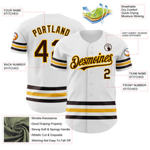 Загрузить изображение в средство просмотра галереи, Custom White Brown-Gold Line Authentic Baseball Jersey
