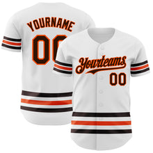 Загрузить изображение в средство просмотра галереи, Custom White Brown-Orange Line Authentic Baseball Jersey
