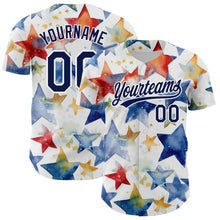 Charger l&#39;image dans la galerie, Custom White Navy-Red 3D Pattern Design Stars Authentic Baseball Jersey
