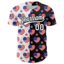 Load image into Gallery viewer, Custom Black Royal-Red 3D American Flag Patriotic Authentic Baseball Jersey
