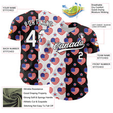 Laden Sie das Bild in den Galerie-Viewer, Custom Black Royal-Red 3D American Flag Patriotic Authentic Baseball Jersey
