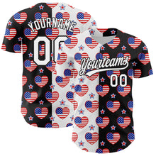 Laden Sie das Bild in den Galerie-Viewer, Custom Black Royal-Red 3D American Flag Patriotic Authentic Baseball Jersey
