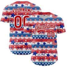 Charger l&#39;image dans la galerie, Custom White Red-Royal 3D American Flag Patriotic Authentic Baseball Jersey
