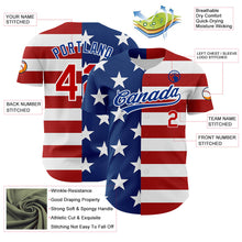 Load image into Gallery viewer, Custom White Red-Royal 3D American Flag Patriotic Authentic Baseball Jersey
