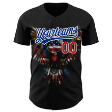 Load image into Gallery viewer, Custom Black Red-Royal 3D American Flag Eagle Patriotic Authentic Baseball Jersey
