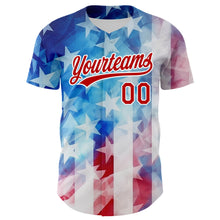 Load image into Gallery viewer, Custom White Red-Royal 3D American Flag Patriotic Authentic Baseball Jersey
