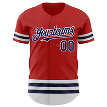 Charger l&#39;image dans la galerie, Custom Red Navy-White Line Authentic Baseball Jersey
