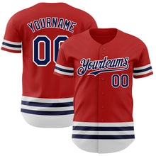 Charger l&#39;image dans la galerie, Custom Red Navy-White Line Authentic Baseball Jersey
