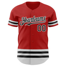 Загрузить изображение в средство просмотра галереи, Custom Red Black-White Line Authentic Baseball Jersey
