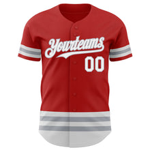 Laden Sie das Bild in den Galerie-Viewer, Custom Red White-Gray Line Authentic Baseball Jersey
