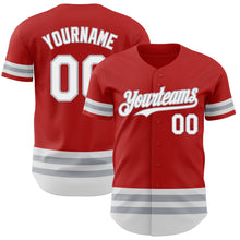 Загрузить изображение в средство просмотра галереи, Custom Red White-Gray Line Authentic Baseball Jersey
