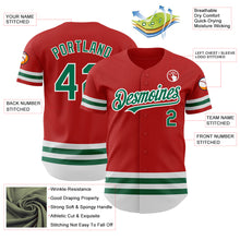 Laden Sie das Bild in den Galerie-Viewer, Custom Red Kelly Green-White Line Authentic Baseball Jersey
