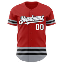 Laden Sie das Bild in den Galerie-Viewer, Custom Red Gray-Black Line Authentic Baseball Jersey
