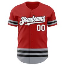 Charger l&#39;image dans la galerie, Custom Red Gray-Black Line Authentic Baseball Jersey
