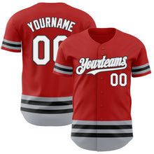 Load image into Gallery viewer, Custom Red Gray-Black Line Authentic Baseball Jersey
