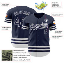 Load image into Gallery viewer, Custom Navy White Line Authentic Baseball Jersey
