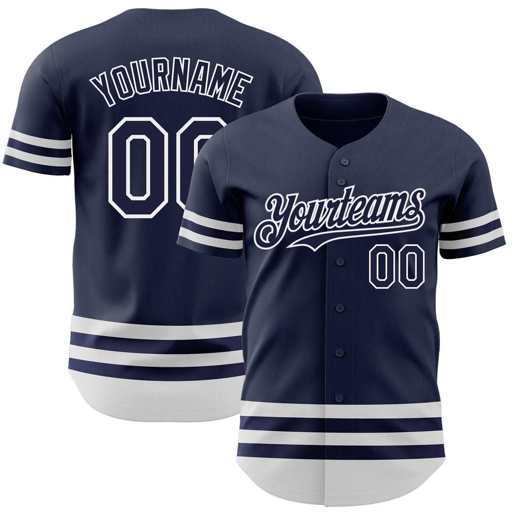 Custom Navy White Line Authentic Baseball Jersey