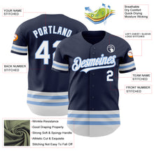 Laden Sie das Bild in den Galerie-Viewer, Custom Navy White-Light Blue Line Authentic Baseball Jersey
