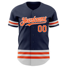 Laden Sie das Bild in den Galerie-Viewer, Custom Navy Orange-White Line Authentic Baseball Jersey
