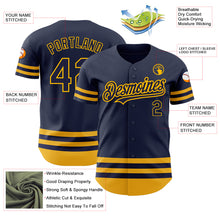 Загрузить изображение в средство просмотра галереи, Custom Navy Gold Line Authentic Baseball Jersey
