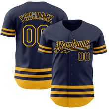 Загрузить изображение в средство просмотра галереи, Custom Navy Gold Line Authentic Baseball Jersey
