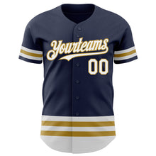 Laden Sie das Bild in den Galerie-Viewer, Custom Navy White-Old Gold Line Authentic Baseball Jersey
