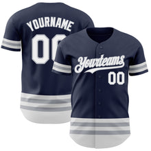 Laden Sie das Bild in den Galerie-Viewer, Custom Navy White-Gray Line Authentic Baseball Jersey
